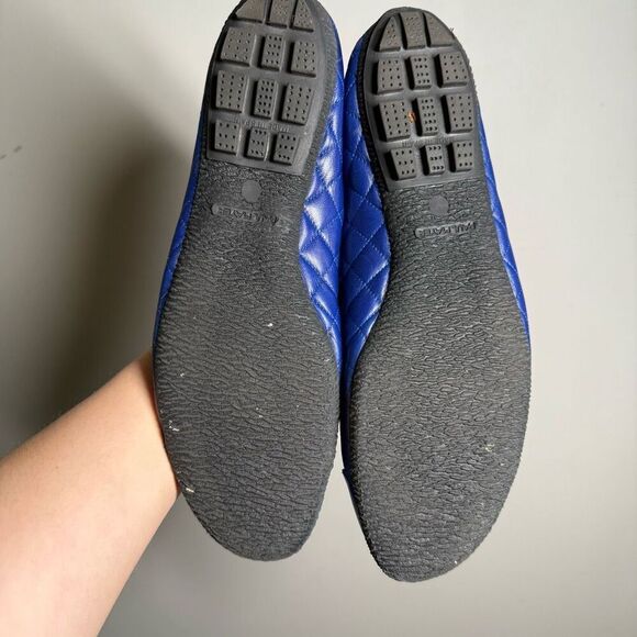 Paul Mayer COZY cap toe QUILTED LEATHER BALLET FLAT IN cobalt blue blue sole - Picture 8 of 10